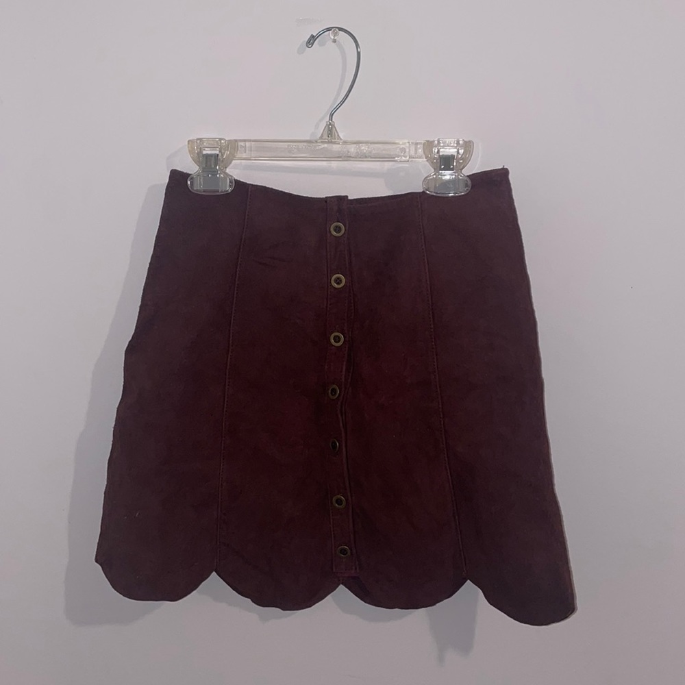 US 0 Ecote Brown Leather Miniskirt
